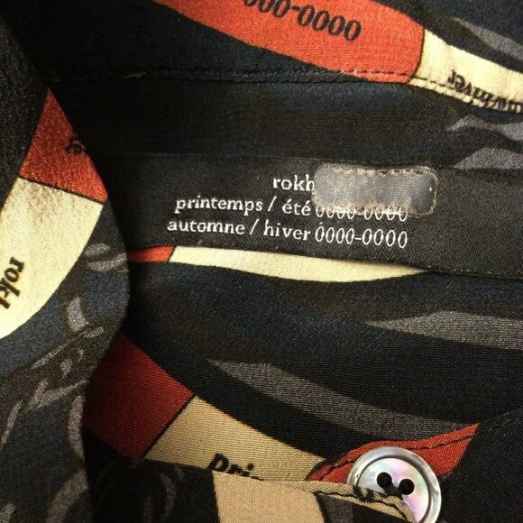 Rokh Womens Scarf Frill Dress Size 8 Silk Button Front Long Balloon Sleeve - Picture 7 of 8